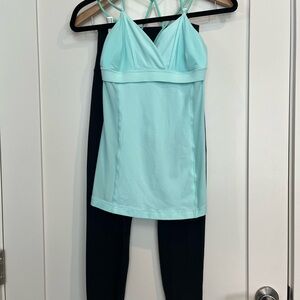 Bundle Lululemon Size 4 Mint Strappy Tank + Black Leggings